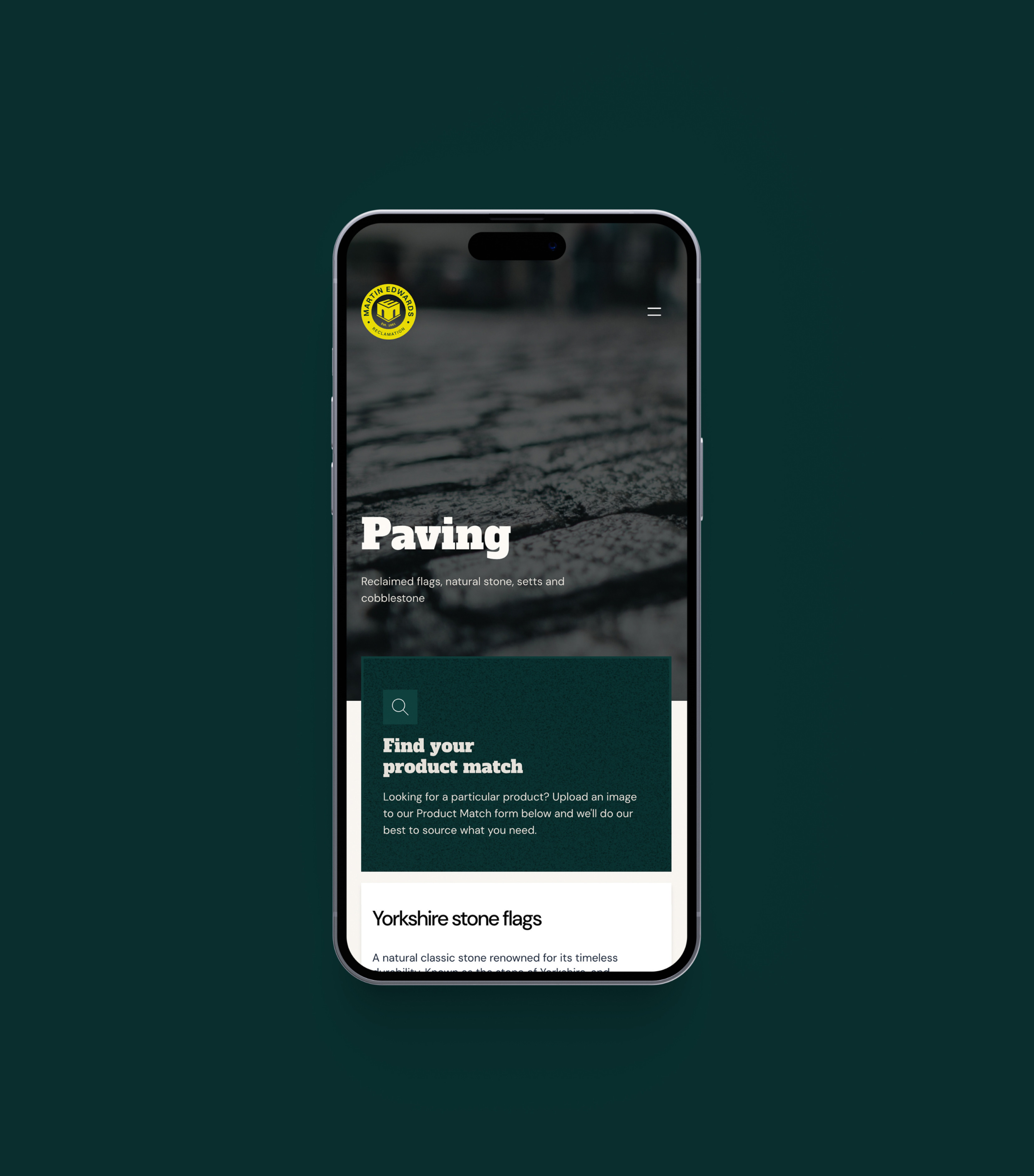 Martin Edwards Reclamation Website on iPhone